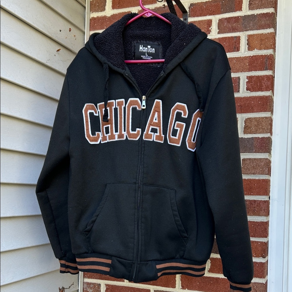 Chicago Varsity Style Black Hoodie Size L